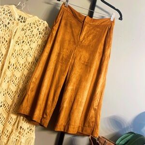 Tobacco Brown Faux Suede Culottes (6)